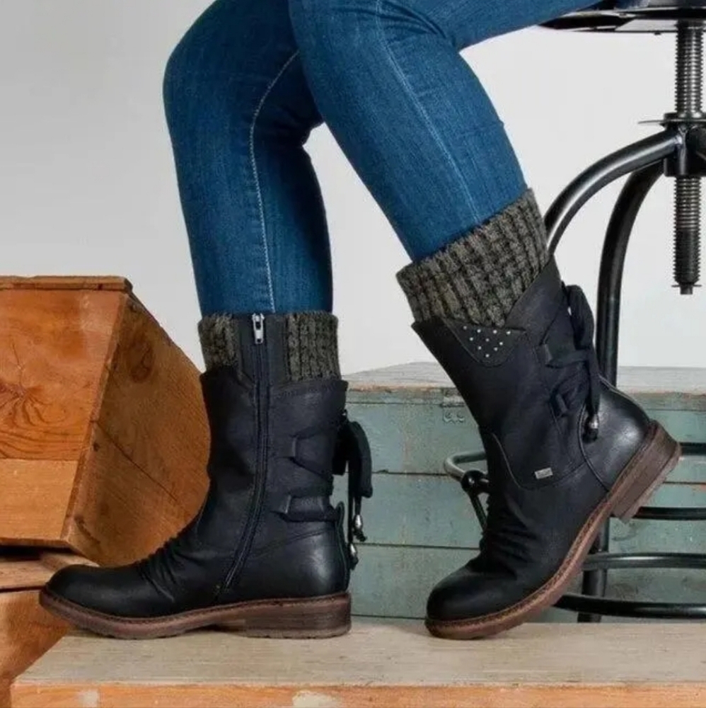 Waterproof Ladies Snow Winter Boots Womens Warm Shoes Non-slip Mid Calf Size